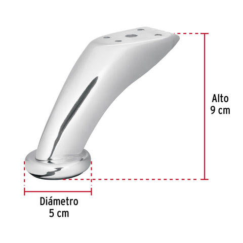 Pata para sofa y mueble, cromo, 90 mm altura, HERMEX | PAMU-9 | 49302