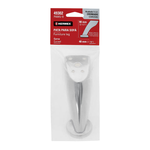 Pata para sofa y mueble, cromo, 90 mm altura, HERMEX | PAMU-9 | 49302