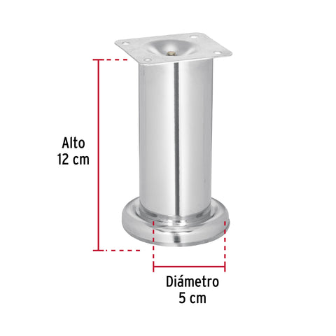 Pata para sofa y mueble, cromo, 120 mm altura, HERMEX | PAMU-12 | 49303