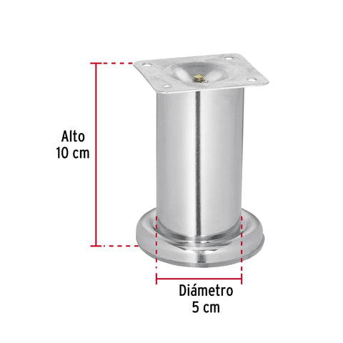Pata para sofa y mueble, cromo, 100 mm altura, HERMEX | PAMU-10 | 49304