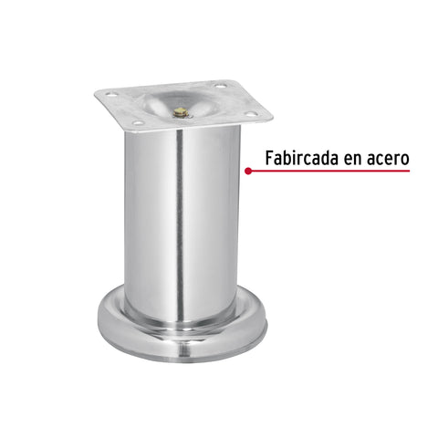 Pata para sofa y mueble, cromo, 100 mm altura, HERMEX | PAMU-10 | 49304