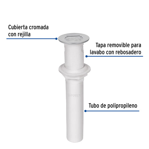 Contra para lavabo c/rebosadero, polipropileno, 1-1/4' | CE-231 | 49333