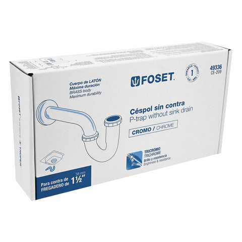 Céspol 1-1/2', sin contra, latón cromo, para fregadero | CE-209 | 49336