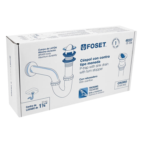 Céspol 1-1/4', contra tipo moneda, latón cromo, para lavabo | CE-208 | 49337