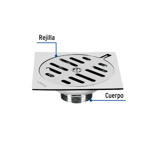 Resumidero cuadrado metálico 4' x 4', FOSET | RS-601 | 49349