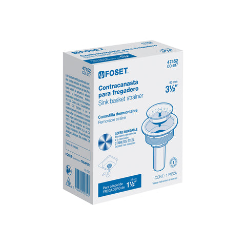 Contracanasta 3-1/2' inox, tubo latón, FOSET | CO-813 | 49352