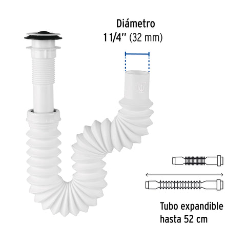 Céspol flexible 1-1/4', contra, polipropileno, para lavabo | CE-235 | 49365
