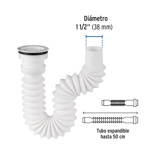 Céspol flexible 1 1/2', contra, polipropileno para fregadero | CE-233 | 49370