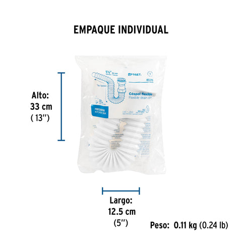 Céspol flexible 1 1/2', contra, polipropileno para fregadero | CE-233 | 49370