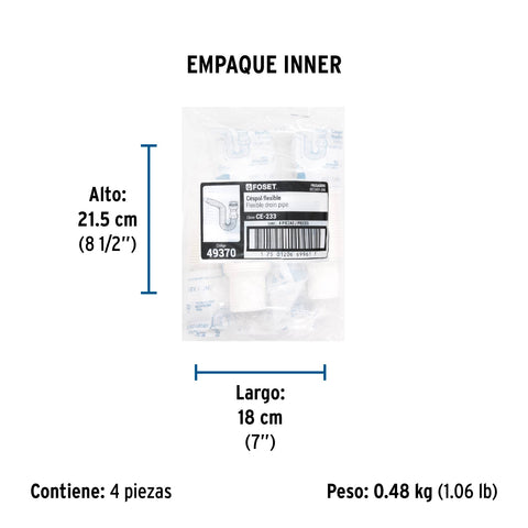 Céspol flexible 1 1/2', contra, polipropileno para fregadero | CE-233 | 49370