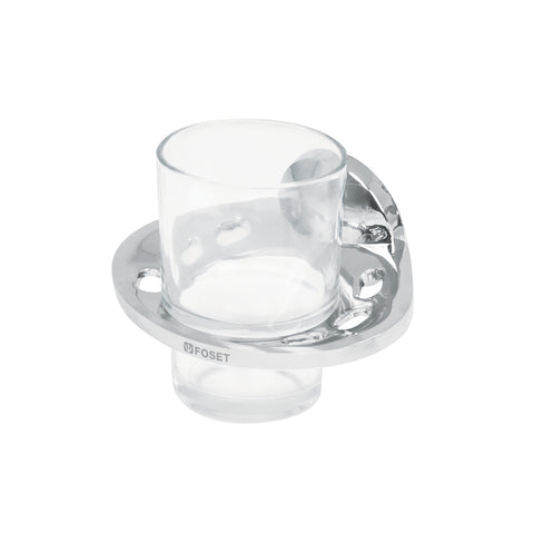 Portavaso cepillero metálico con vaso de vidrio, FOSET AQUA | AQA-71 | 49398