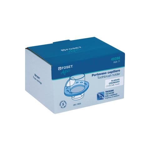 Portavaso cepillero metálico con vaso de vidrio, FOSET AQUA | AQA-71 | 49398