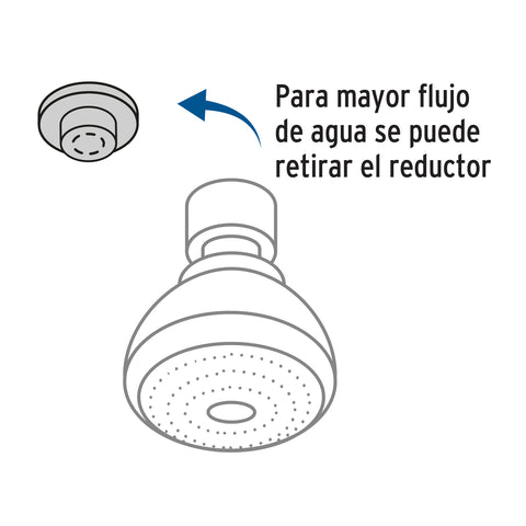 Regadera redonda de ABS 2-1/2' gris-cromo sin brazo, BASIC | R-506S | 49412