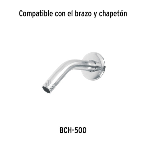 Regadera redonda de ABS 2-1/2' gris-cromo sin brazo, BASIC | R-506S | 49412