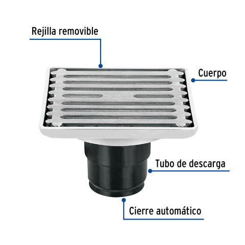 Resumidero cuadrado 4' x 4', acero inoxidable, AQUA | RS-701 | 49428