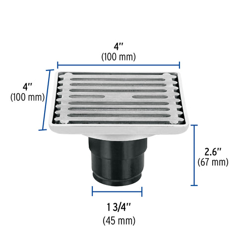 Resumidero cuadrado 4' x 4', acero inoxidable, AQUA | RS-701 | 49428