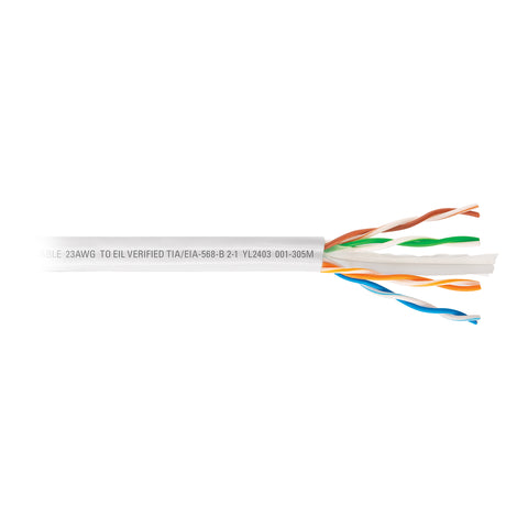 Metro de cable UTP CAT6, Bobina de 305m, blanco, VOLTECK | CBR-63B | 49434