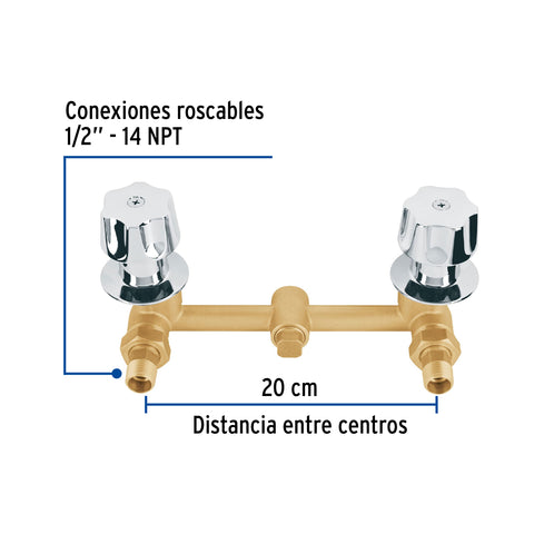 Mezcladora empotrar, compresión, c/manerales, FOSET | MEA-360-B | 49445