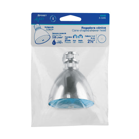 Regadera cónica 2-1/2', metálica, sin brazo, cromo, AQUA | R-509S | 49449