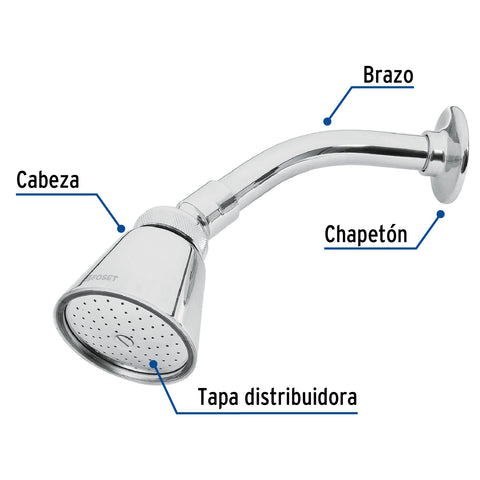 Regadera redonda 2-3/4',latón, c/brazo y chapeton,cromo,AERO | R-200 | 49460