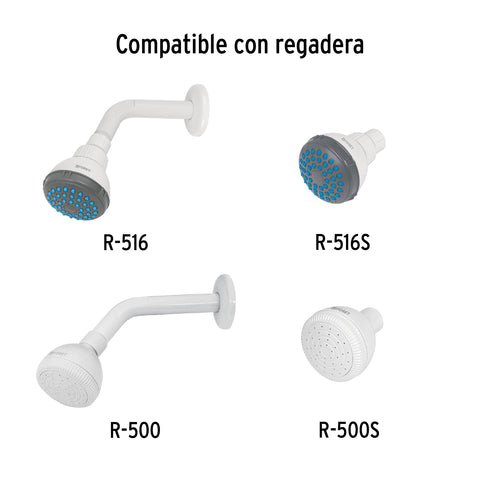 Brazo y chapetón plásticos para regadera, FOSET BASIC | BCH-400 | 49495