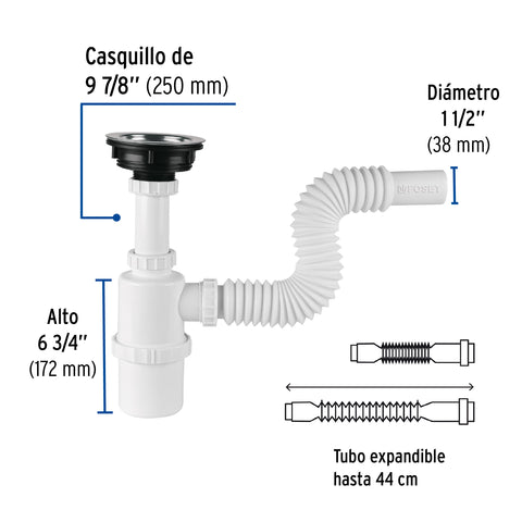 Céspol de bote con contracanasta de acero inox. p/fregadero | CE-292 | 49506