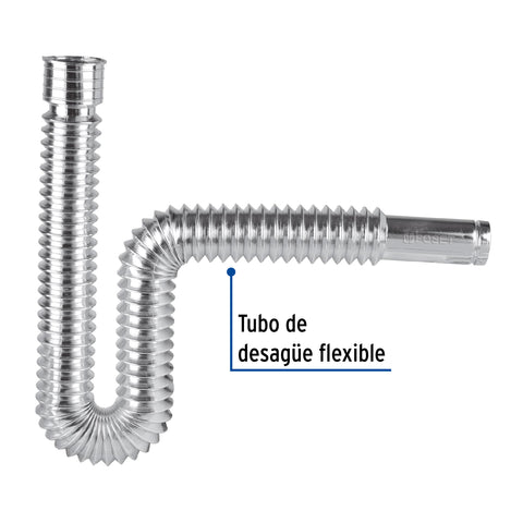 Céspol flexible, polietileno cromo, para lavabo y fregadero | CE-236 | 49507