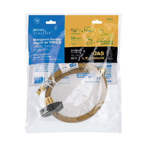 Manguera pigtail, vinilo, 7/16' x 7/8', 55 cm, FOSET | FPIG-55V | 49512