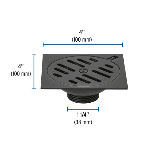 Resumidero cuadrado 4'x4', metálico, negro, FOSET BASIC | RS-601M | 49538