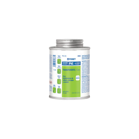 Cemento p/PVC, transparente, baja presión, lata 250ml, FOSET | PPVC-250 | 49563