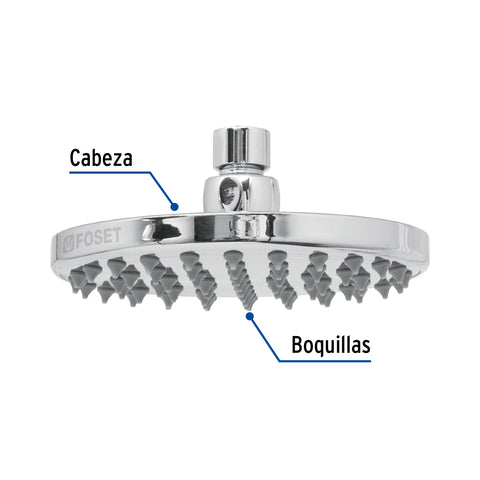 Regadera cromo 6' plato redondo, sin brazo, FOSET ELEMENT | R-206S | 49582