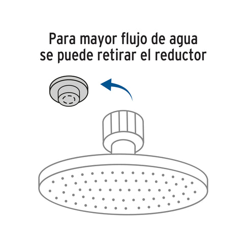 Regadera cromo 6' plato redondo, sin brazo, FOSET ELEMENT | R-206S | 49582