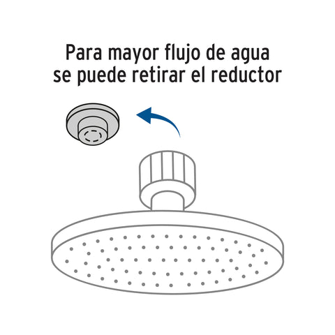 Regadera cromo 8' plato redondo, sin brazo, FOSET ELEMENT | R-208S | 49583