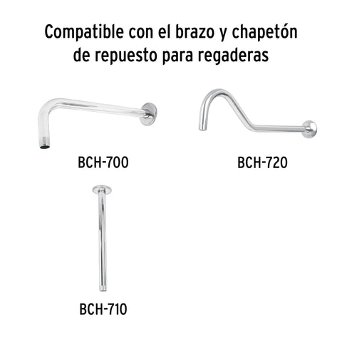 Regadera cromo 8' plato redondo, sin brazo, FOSET ELEMENT | R-208S | 49583