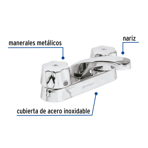 Mezcladora 4' para lavabo, nariz larga, cartucho compresión | M-048-C | 49587