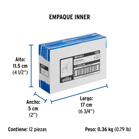 Cubretaladro de acero inoxidable 1-3/4' cromo, FOSET | CUTA-44 | 49595