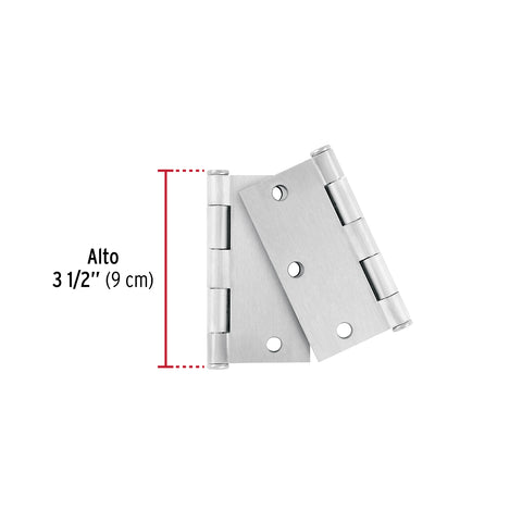 Bolsa c/2 bisagras cuadradas 3-1/2', plana, satinado, HERMEX | BC-353PB | 49598