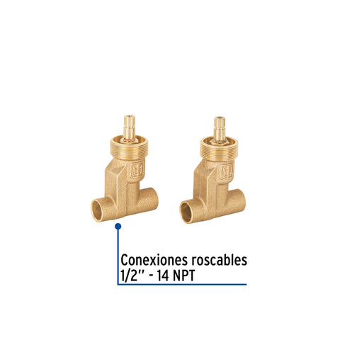 Juego llaves empotrar soldables, 1/4 vuelta, s/maneral FOSET | E-652SCE | 49600