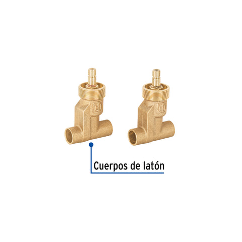 Juego llaves empotrar soldables, 1/4 vuelta, s/maneral FOSET | E-652SCE | 49600