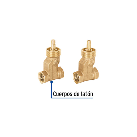 Juego llaves empotrar roscables, 1/4 vuelta, s/maneral FOSET | E-052SCE | 49601