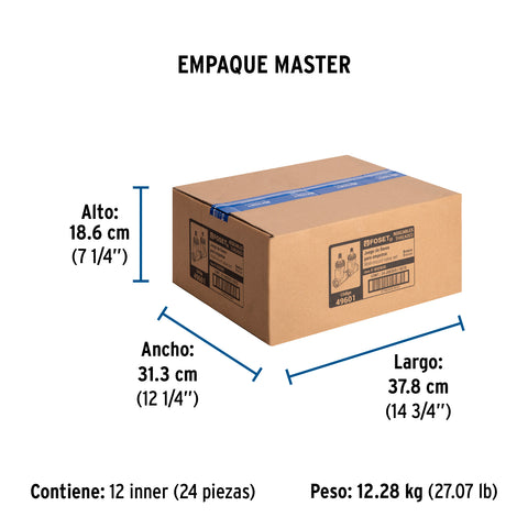 Juego llaves empotrar roscables, 1/4 vuelta, s/maneral FOSET | E-052SCE | 49601