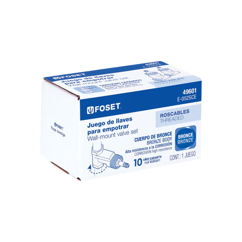Juego llaves empotrar roscables, 1/4 vuelta, s/maneral FOSET | E-052SCE | 49601