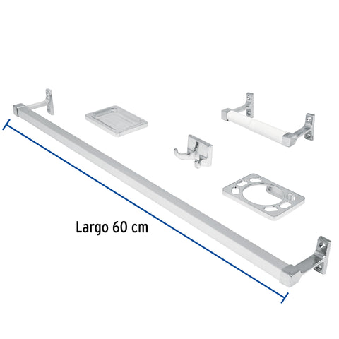 Juego de 5 accesorios para baño, metálicos, cromo, BASIC | A-900 | 49607
