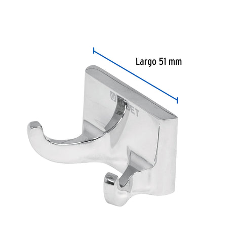 Gancho doble para toallas, metálico, cromo, BASIC | A-906 | 49609