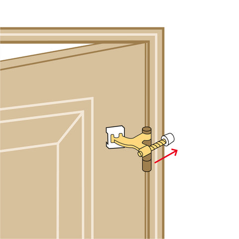 Tope de puerta para bisagra, acabado latón brillante, HERMEX | TOBI-1 | 49613