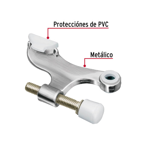 Tope de puerta para bisagra, acabado cromo mate, HERMEX | TOBI-3 | 49615