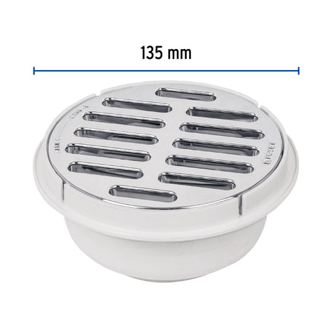Coladera de ABS con rejilla cromada 5', 1/4 de vuelta, FOSET | COL-51 | 49616