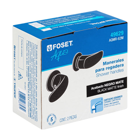 Juego de manerales de palanca para regadera, negro mate AQUA | AQMR-62M | 49629