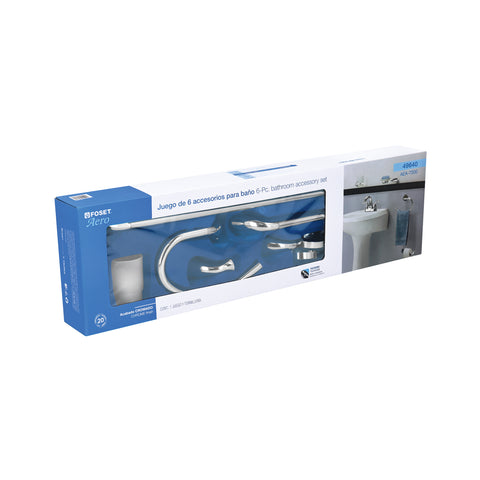Juego de 6 accesorios para baño metálicos, FOSET AERO | AEA-7000 | 49640