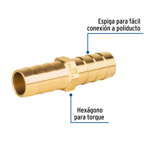 Cople inserción de latón 1/2' para poliducto negro, FOSET | ADPO-1/2C | 49644